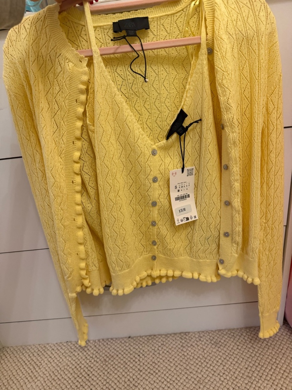Zara NWT yellow tank and sweater set